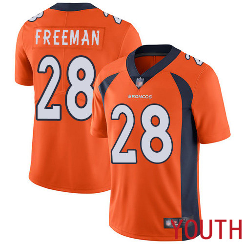 Youth Denver Broncos #28 Royce Freeman Orange Team Color Vapor Untouchable Limited Player Football NFL Jersey->youth nfl jersey->Youth Jersey